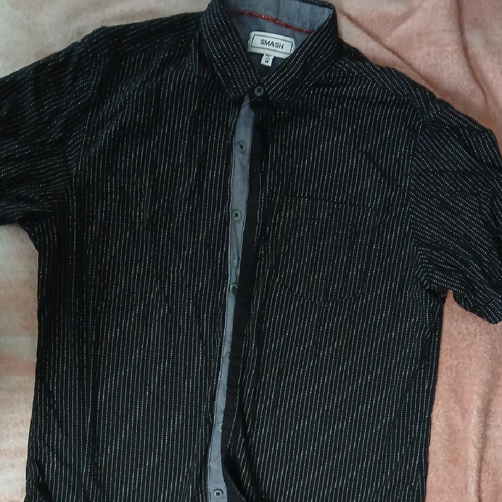 Casual Black Button Down Shirt with Subtle Texture